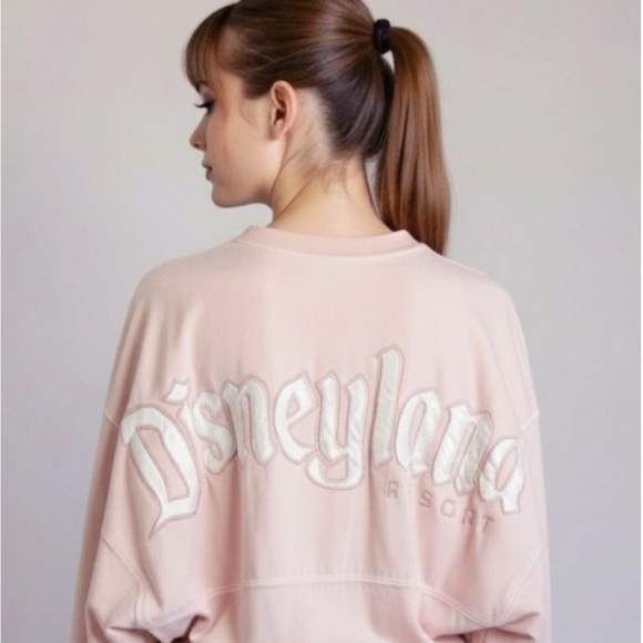 Disney Parks Peach Floral Sleeve Velour Embroidered Disneyland Spirit Jersey XS - Picture 2 of 10